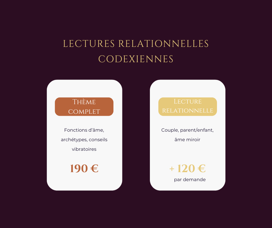 Tarifs — Lectures Relationnelles Codexiennes